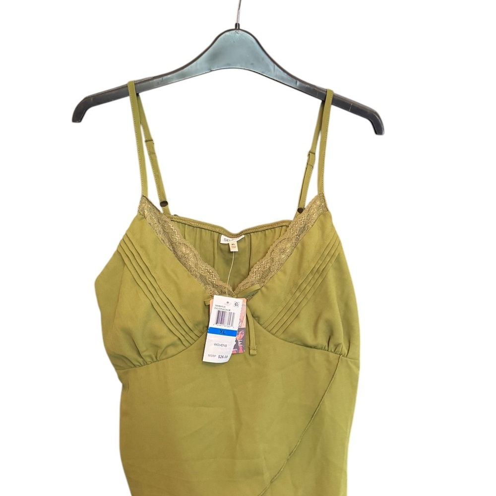 SELF-E Olive Lace Cami Top XL Y2K Cottagecore Fairycore Lingerie Style